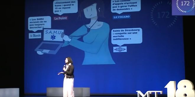 Eva Petitdemange explique le sujet de sa thèse au CGI d'IMT Mines Albi